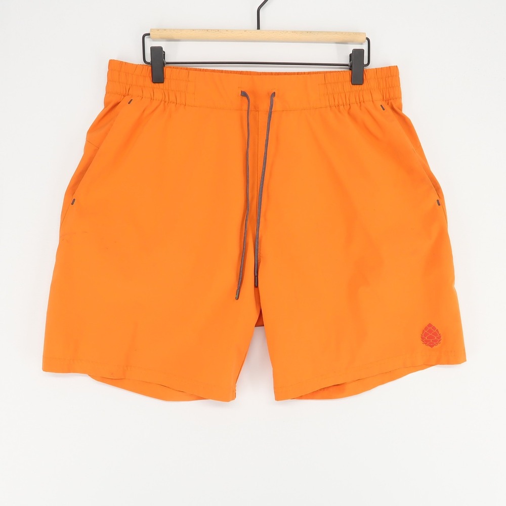 Stio PTV Shorts Mens L Orange Drawstring Outdoors Mesh Pockets‎ Elastic Waist